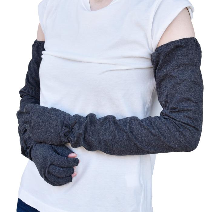 手袋 UV手袋 超ロング 60cm レディース 春夏用 指切り 無地 リボン すべり止め付き メール便送料無料 アームカバー 母の日 プレゼント |  | 09