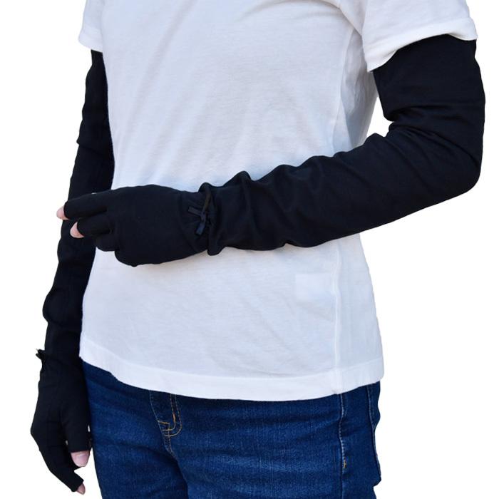 手袋 UV手袋 超ロング 60cm レディース 春夏用 指切り 無地 リボン すべり止め付き メール便送料無料 アームカバー 母の日 プレゼント |  | 10