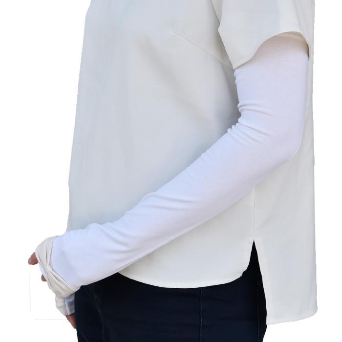 手袋 UV手袋 ロング 指なし 大豆繊維 冷感 レディース 先リボン すべり止め付き /メール便送料無料 アームカバー UVカット UVケア 母の日 |  | 03