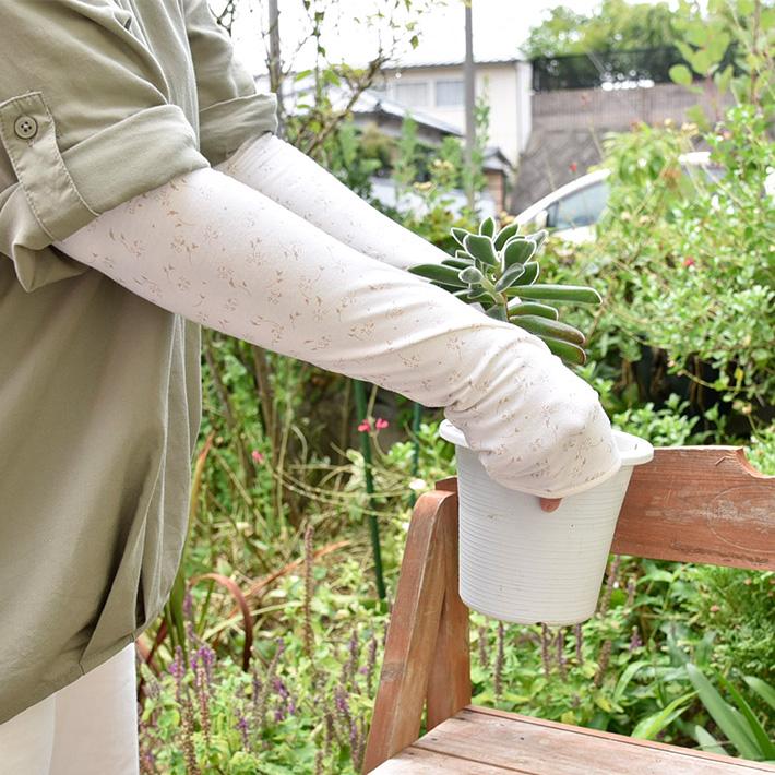 手袋 UV手袋 ロング 指なし 大豆繊維 冷感 レディース 花柄 フラワー /メール便送料無料 アームカバー UVカット UVケア 母の日 |  | 03