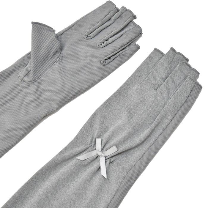 手袋 UV手袋 ロング 指切り 冷感 レディース 無地 リボン 平メッシュ /メール便送料無料 UVカット UVケア おしゃれ 紫外線対策 母の日 |  | 13