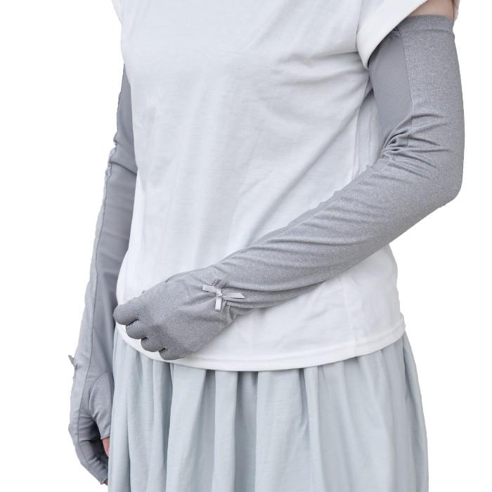 手袋 UV手袋 ロング 指切り 冷感 レディース 無地 リボン 平メッシュ /メール便送料無料 UVカット UVケア おしゃれ 紫外線対策 母の日 |  | 05