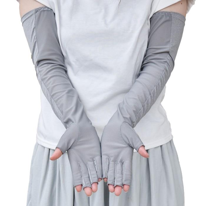 手袋 UV手袋 ロング 指切り 冷感 レディース 無地 リボン 平メッシュ /メール便送料無料 UVカット UVケア おしゃれ 紫外線対策 母の日 |  | 06