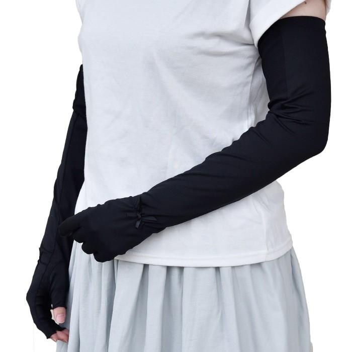 手袋 UV手袋 ロング 指切り 冷感 レディース 無地 リボン 平メッシュ /メール便送料無料 UVカット UVケア おしゃれ 紫外線対策 母の日 |  | 07