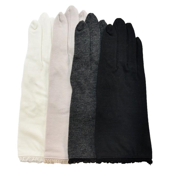 手袋 UV手袋 ショート 五指 大豆繊維 冷感 レディース 無地 裾レース /メール便送料無料 UVカット UVケア おしゃれ 母の日 |  | 06