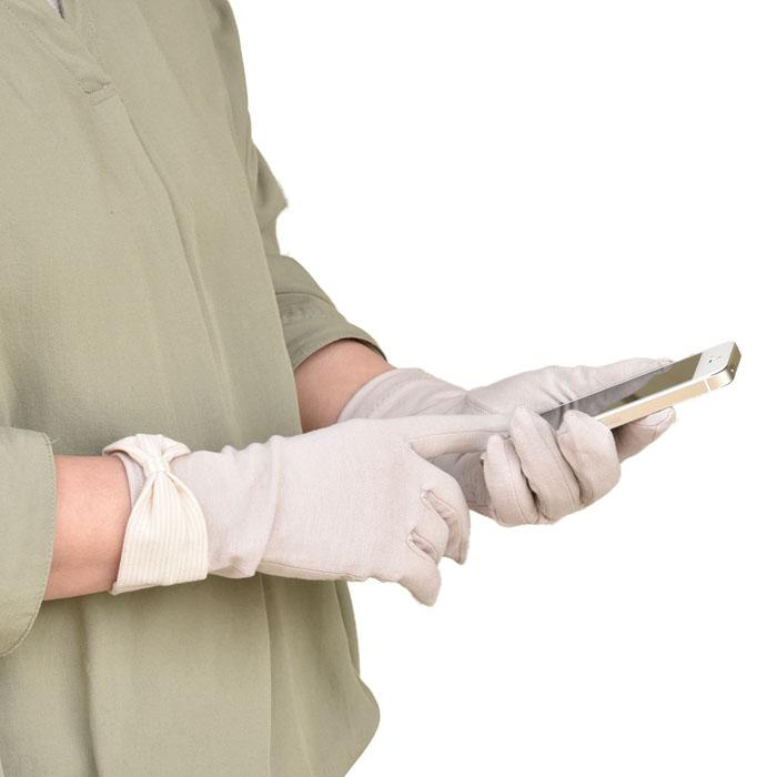 手袋 UV手袋 ショート 五指 大豆繊維 冷感 レディース リボン すべり止め付き /メール便送料無料 UVカット UVケア おしゃれ 母の日 |  | 05