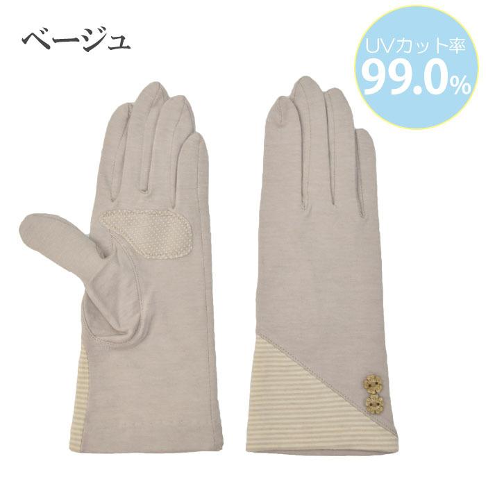 手袋 UV手袋 ショート 五指 大豆繊維 冷感 レディース BD切替し ボタン すべり止め付き /メール便送料無料 UVカット UVケア おしゃれ 母の日 |  | 15