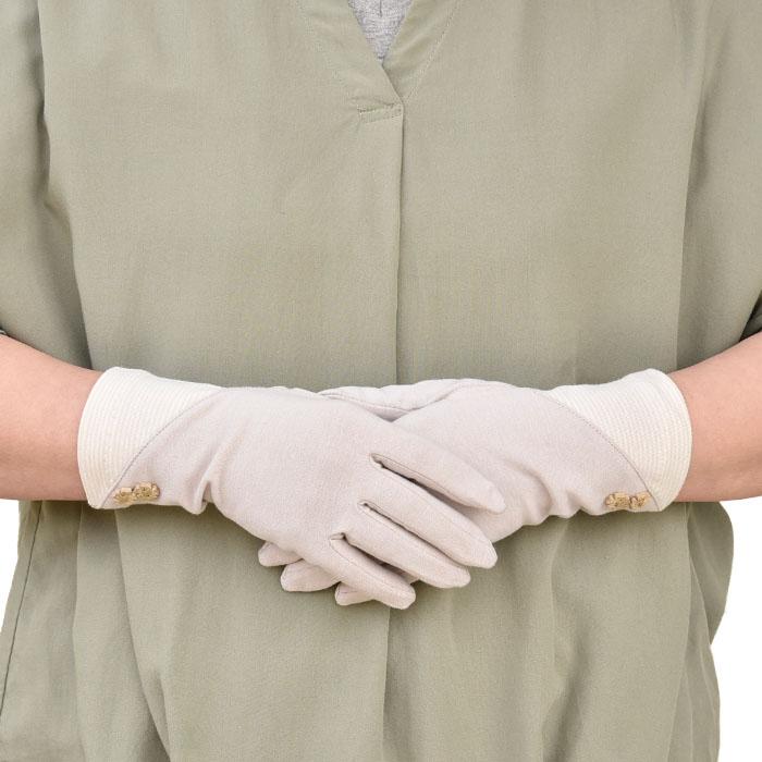 手袋 UV手袋 ショート 五指 大豆繊維 冷感 レディース BD切替し ボタン すべり止め付き /メール便送料無料 UVカット UVケア おしゃれ 母の日 |  | 07