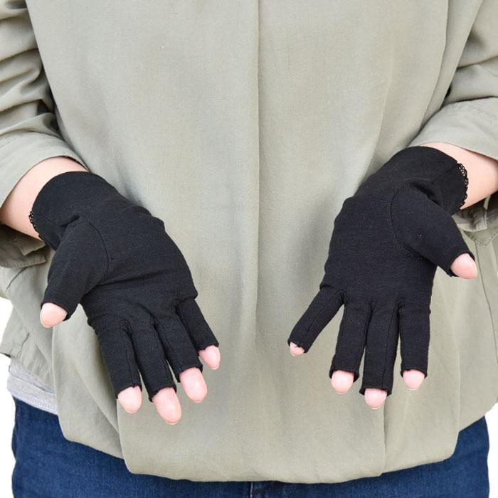 手袋 UV手袋 ショート 指切り 大豆繊維 冷感 レディース 無地 /メール便送料無料 UVカット UVケア おしゃれ 母の日 |  | 03