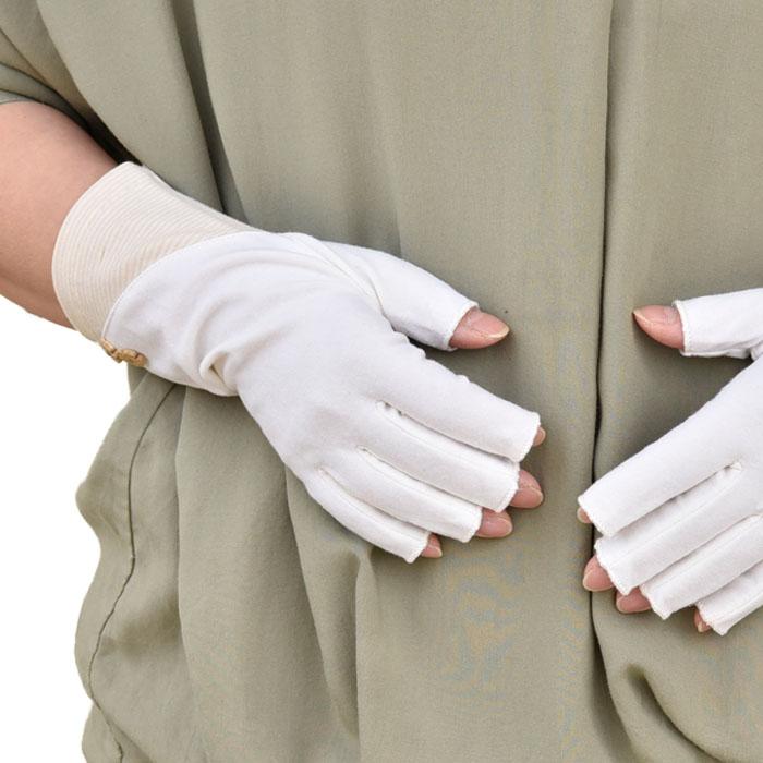 手袋 UV手袋 ショート 指切り 大豆繊維 冷感 レディース BD切替し ボタン すべり止め付き /メール便送料無料 UVカット UVケア おしゃれ 母の日 |  | 07