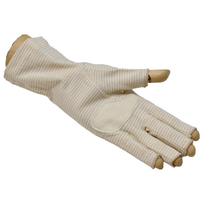 手袋 UV手袋 ショート 指切り 大豆繊維 冷感 レディースボーダー レース リボン すべり止め付き /メール便送料無料 UVカット UVケア おしゃれ |  | 09