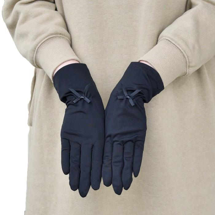手袋 UV手袋 ショート 五指 冷感 レディース リボン /メール便送料無料 UVカット UVケア おしゃれ 紫外線対策 母の日 |  | 03