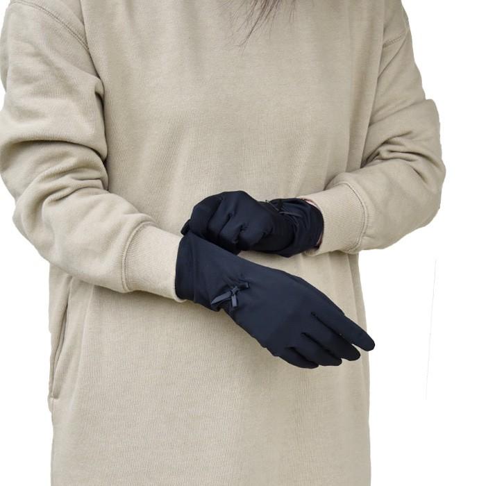 手袋 UV手袋 ショート 五指 冷感 レディース リボン /メール便送料無料 UVカット UVケア おしゃれ 紫外線対策 母の日 |  | 05