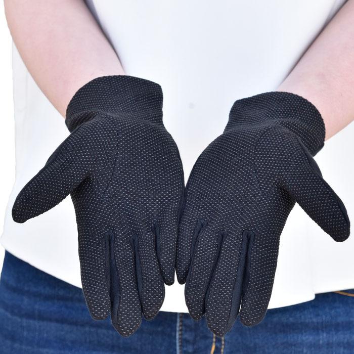 手袋 UV手袋 ショート コットン 綿 楊柳 レディース 春夏用 五指・指切り 無地 リボン 全面すべり止め付き /メール便送料無料 UVカット UVケア |  | 05