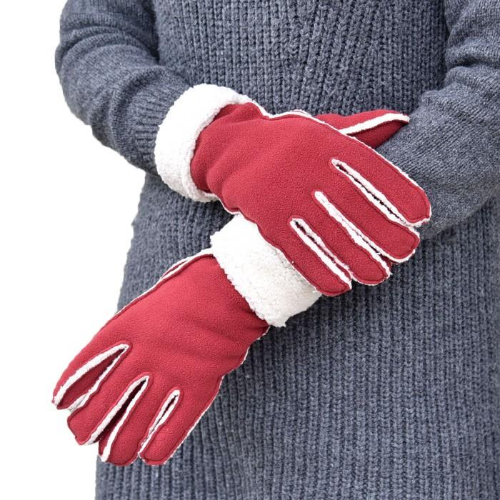 手袋 レディース 防寒 フリース ゲージ 五指 裏ボア すべり止め /暖かい 柔らかい 保温 自転車 通勤 通学 アームウオーマー あったかグッズ |  | 02