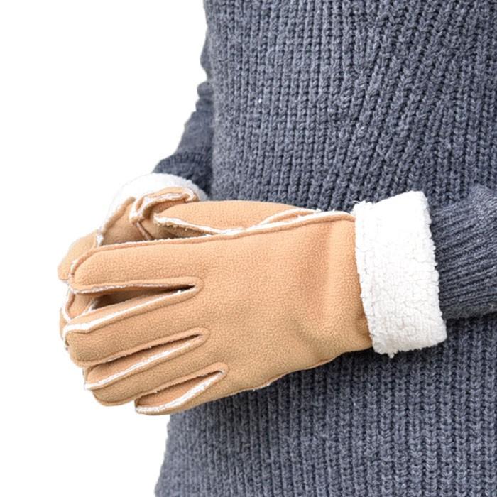 手袋 レディース 防寒 フリース ゲージ 五指 裏ボア すべり止め /暖かい 柔らかい 保温 自転車 通勤 通学 アームウオーマー あったかグッズ |  | 03