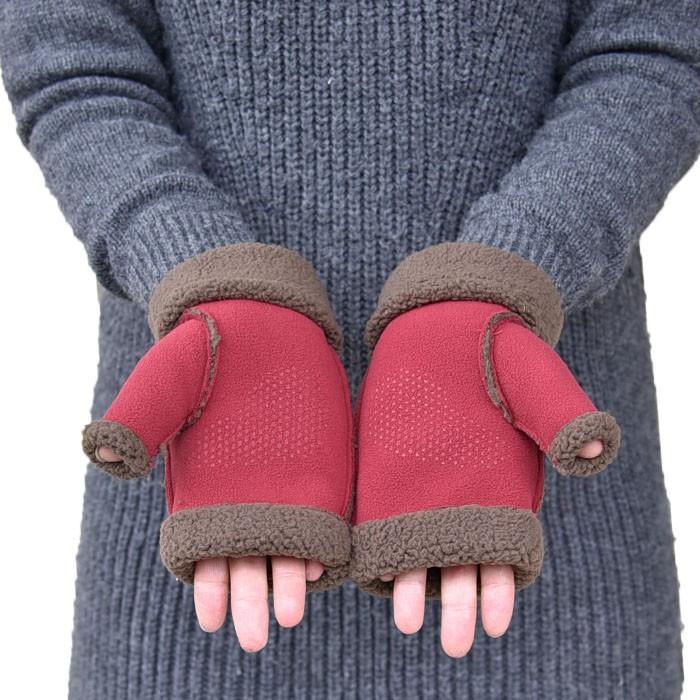 手袋 レディース 防寒 フリース ゲージ 指なし 裏ボア カラーコンビ スマホ すべり止め /暖かい 柔らかい 保温 通勤 通学 アームウォーマー あったかグッズ |  | 02
