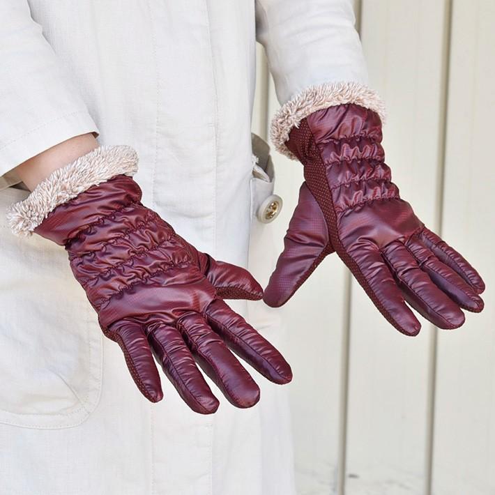 手袋 レディース 防寒 防風手袋 柔らかチェック生地 シャーリング すべり止め /自転車 暖かい 柔らかい かわいい 通勤 通学 あったかグッズ |  | 02