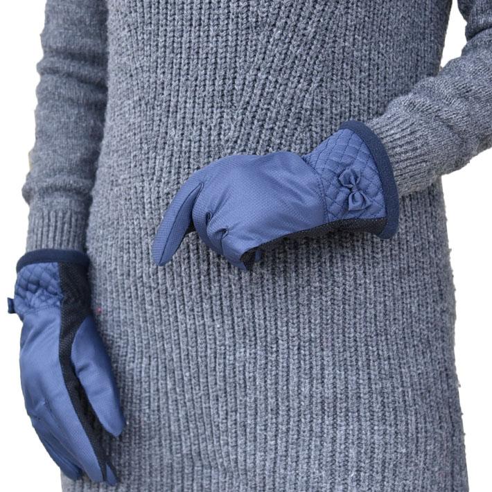 手袋 レディース 防寒 防風手袋 キルティング リボン 裏ボア すべり止め /自転車 暖かい 柔らかい 通勤 通学 |  | 03