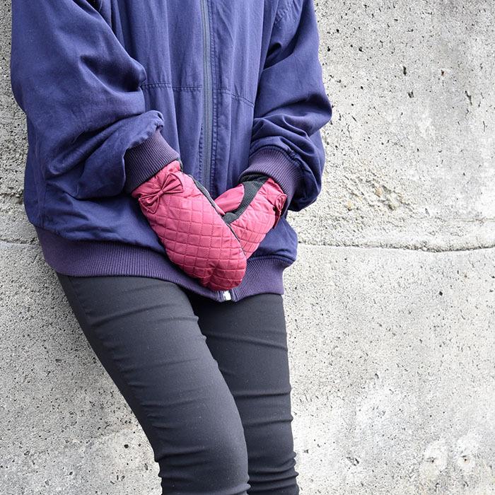 手袋 レディース 防風 ミトン キルティング リボン ニットカウス 裏ボア すべり止め メール便送料無料 発熱 保温 暖かい 柔らかい かわいい 通勤 通学 |  | 09