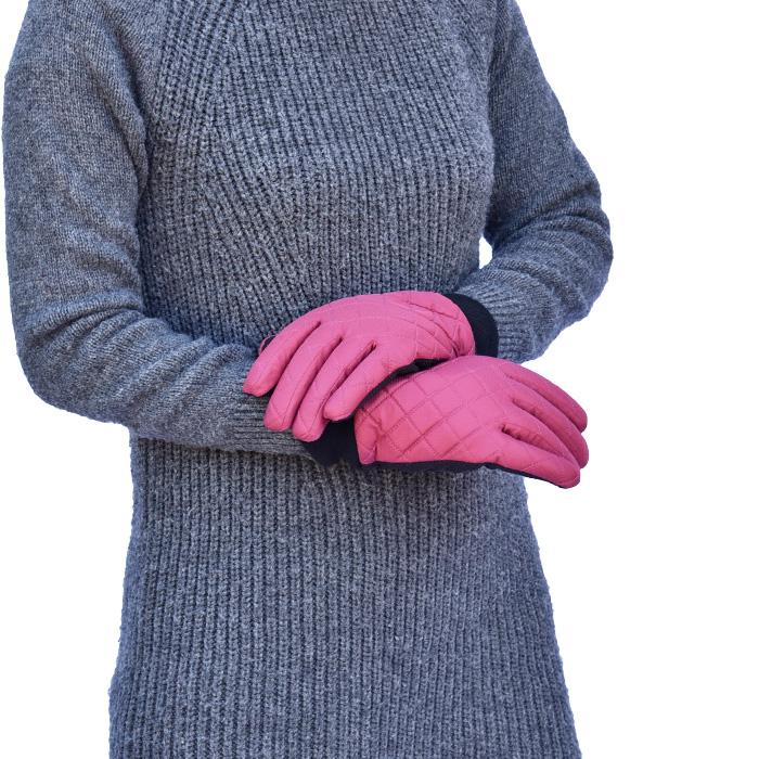 手袋 レディース 防寒 防風 キルティング 裏ボア ニットカウス すべり止め 自転車 通勤 通学 メール便送料無料 防寒対策 あったかグッズ |  | 08