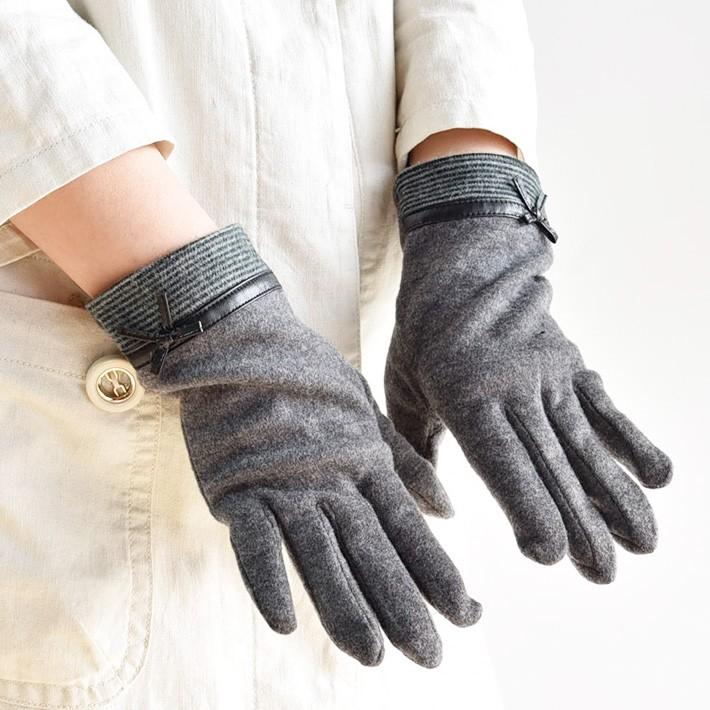 手袋 レディース 防寒 ジャージ PUリボン スマホ対応 /暖かい 柔らかい 保温 通勤 通学 アームウォーマー あったかグッズ |  | 02