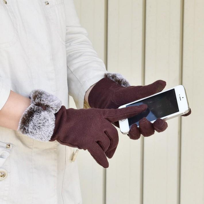 手袋 レディース 防寒 ジャージ リボンボア スマホ対応 /暖かい 柔らかい 保温 通勤 通学 アームウォーマー あったかグッズ |  | 03