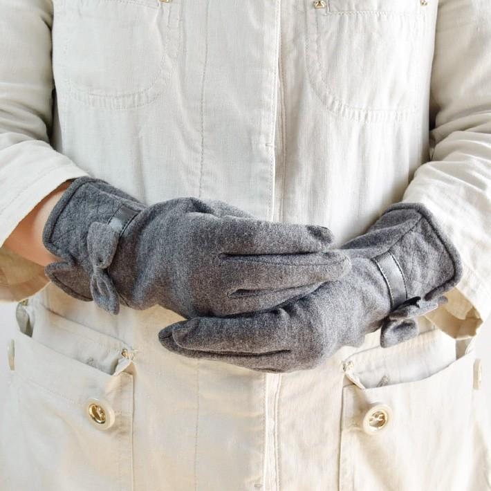 手袋 レディース 防寒 ジャージ 大リボン 裾キルティング スマホ対応 /暖かい 柔らかい 保温 通勤 通学 アームウォーマー あったかグッズ |  | 02