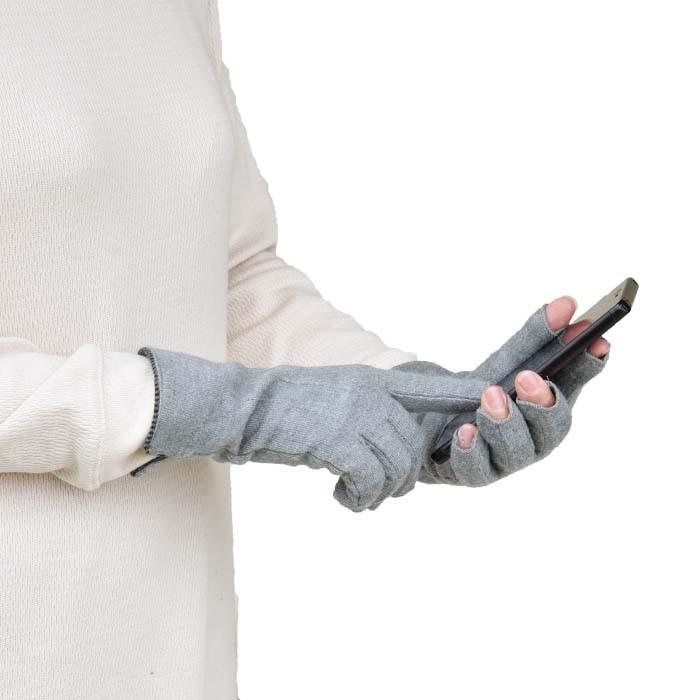 手袋 レディース 防寒 ジャージ 指切り 裾ボーダー 三本飾り 【メール便送料無料】暖かい 柔らかい 保温 通勤 通学 あったかグッズ |  | 03