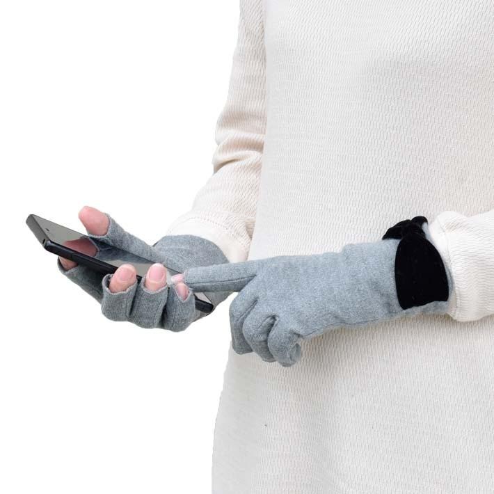 手袋 レディース 防寒 ジャージ 指切り ベロアリボン 【メール便送料無料】暖かい 柔らかい 保温 通勤 通学 あったかグッズ |  | 01