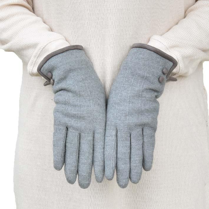 手袋 レディース 防寒 ジャージ 裏ボア ボタン 三本飾り 【メール便送料無料】暖かい 柔らかい 保温 通勤 通学 あったかグッズ |  | 01