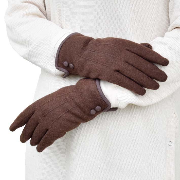 手袋 レディース 防寒 ジャージ 裏ボア ボタン 三本飾り 【メール便送料無料】暖かい 柔らかい 保温 通勤 通学 あったかグッズ |  | 02