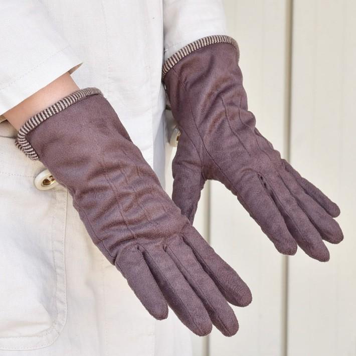 手袋 レディース 防寒 フェイクスウェード 三本飾り 裏ボア スマホ対応 /暖かい 柔らかい 保温 通勤 通学 あったかグッズ |  | 06