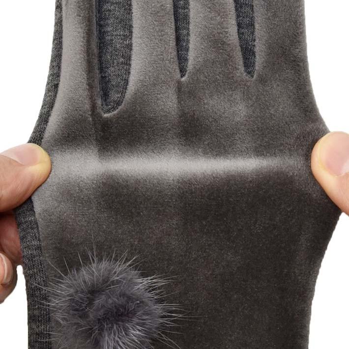 手袋 レディース 防寒 ジャージ ベロア風 梵天 裏フリース 裏ボア 【メール便送料無料】 /保温 暖かい 柔らかい おしゃれ 通勤 通学 あったかグッズ |  | 05