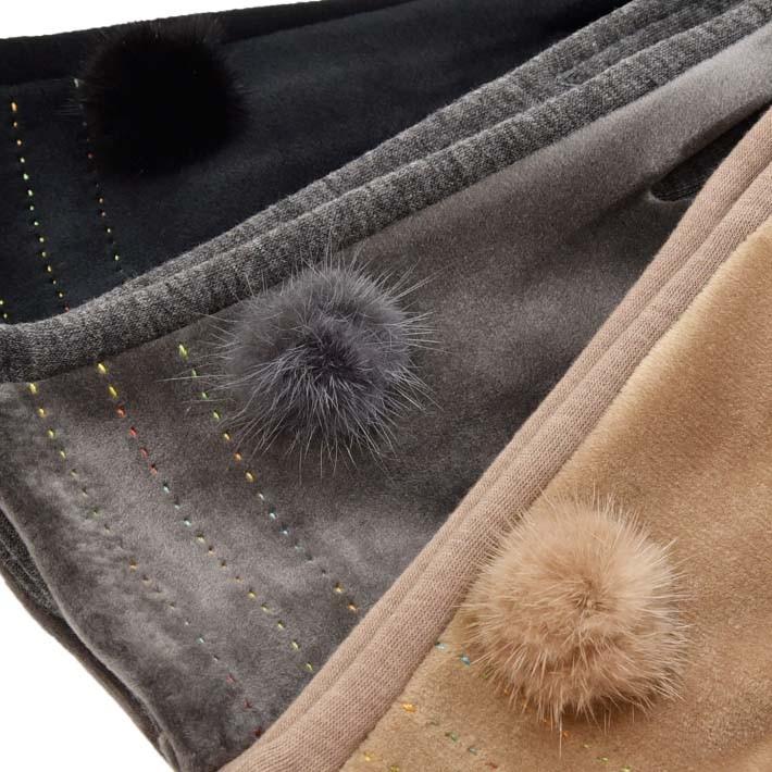 手袋 レディース 防寒 ジャージ ベロア風 梵天 裏フリース 裏ボア 【メール便送料無料】 /保温 暖かい 柔らかい おしゃれ 通勤 通学 あったかグッズ |  | 08