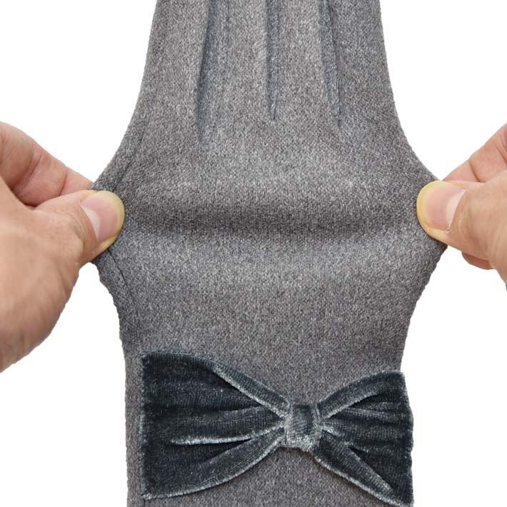 手袋 レディース 防寒 ジャージ 裏入り ベロアリボン 【メール便送料無料】/保温 暖かい 柔らかい おしゃれ 通勤 通学 あったかグッズ |  | 05