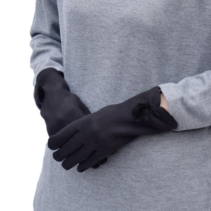 メール便送料無料 手袋 アームカバー レディース 五指 ストレッチ 裏生地 梵天 おしゃれ 柔らかい かわいい あったかグッズ |  | 02