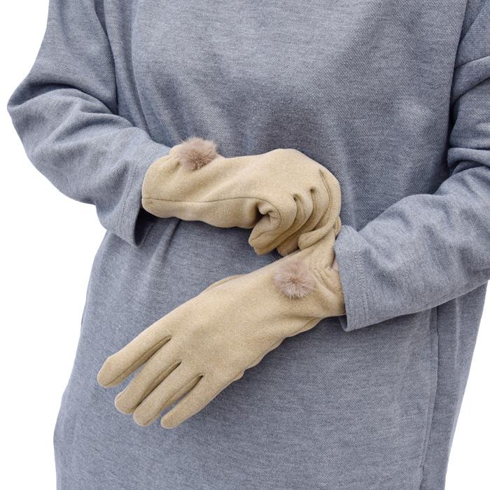 メール便送料無料 手袋 アームカバー レディース 五指 ストレッチ 裏生地 梵天 おしゃれ 柔らかい かわいい あったかグッズ |  | 03