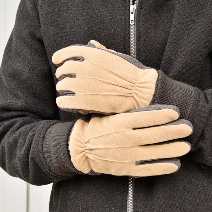 メンズ手袋 防寒 フリース ニットマチ ニットカウス 裏ボア すべり止め /暖かい 柔らかい  自転車 通勤 通学 あったかグッズ |  | 01