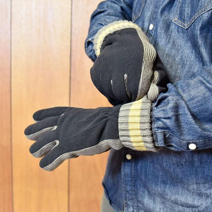 メンズ手袋 防寒 フリース ニットマチ ニットカウス 裏ボア すべり止め /暖かい 柔らかい  自転車 通勤 通学 あったかグッズ |  | 05