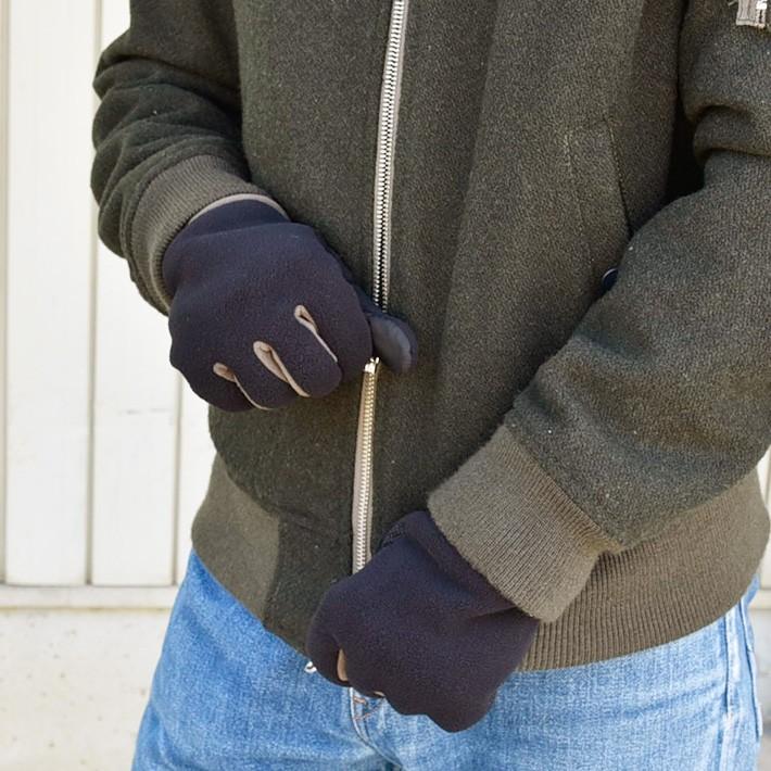 メンズ手袋 防寒 フリース スマホ対応 五指 裏ボア すべり止め /暖かい 柔らかい 保温 自転車 通勤 通学 あったかグッズ |  | 10