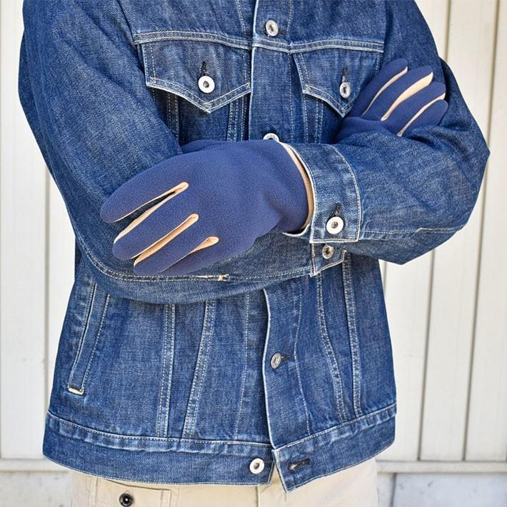 メンズ手袋 防寒 フリース スマホ対応 五指 裏ボア すべり止め /暖かい 柔らかい 保温 自転車 通勤 通学 あったかグッズ |  | 03