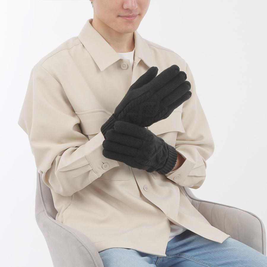 手袋 メンズ 防寒 秋冬 ニット手袋 裏ボア ケーブル柄 全3色 |  | 08