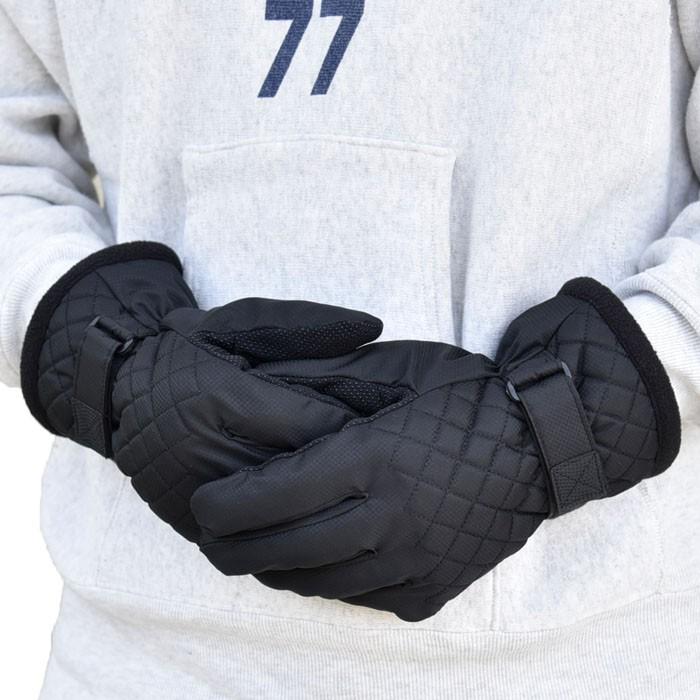 メンズ手袋 防寒 防風手袋 甲キルティング 裏ボア すべり止め /保温 自転車 暖かい 柔らかい 通勤 通学 |  | 03