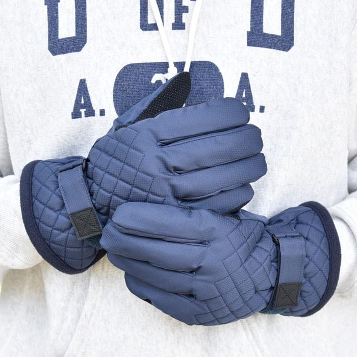 メンズ手袋 防寒 防風手袋 甲キルティング 裏ボア すべり止め /保温 自転車 暖かい 柔らかい 通勤 通学 |  | 01