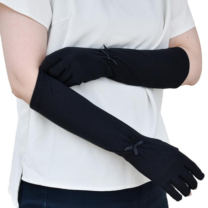 手袋 UV手袋 ミドル 五指・指切り・指なし（選べるデザイン） 大豆繊維 冷感 レディース 無地 リボン すべり止め メール便送料無料 UVカット |  | 04