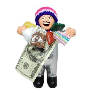 〔エケコ人形19cm〕 L サイズのエケコ人形 シルバー/銀色 ペルー直輸入 | 