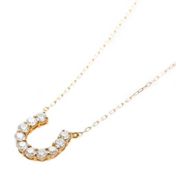 ダイヤモンド ネックレス 0.5ct K18 イエローゴールド 0.5カラット 馬蹄 ペンダント 鑑別カード付き |  | 01