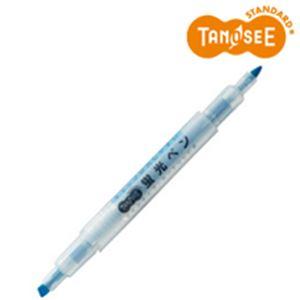 （まとめ）TANOSEE キャップが外しやすい蛍光ペン ツイン 青×10本 | 