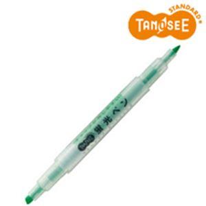 （まとめ）TANOSEE キャップが外しやすい蛍光ペン ツイン 緑×10本 | 